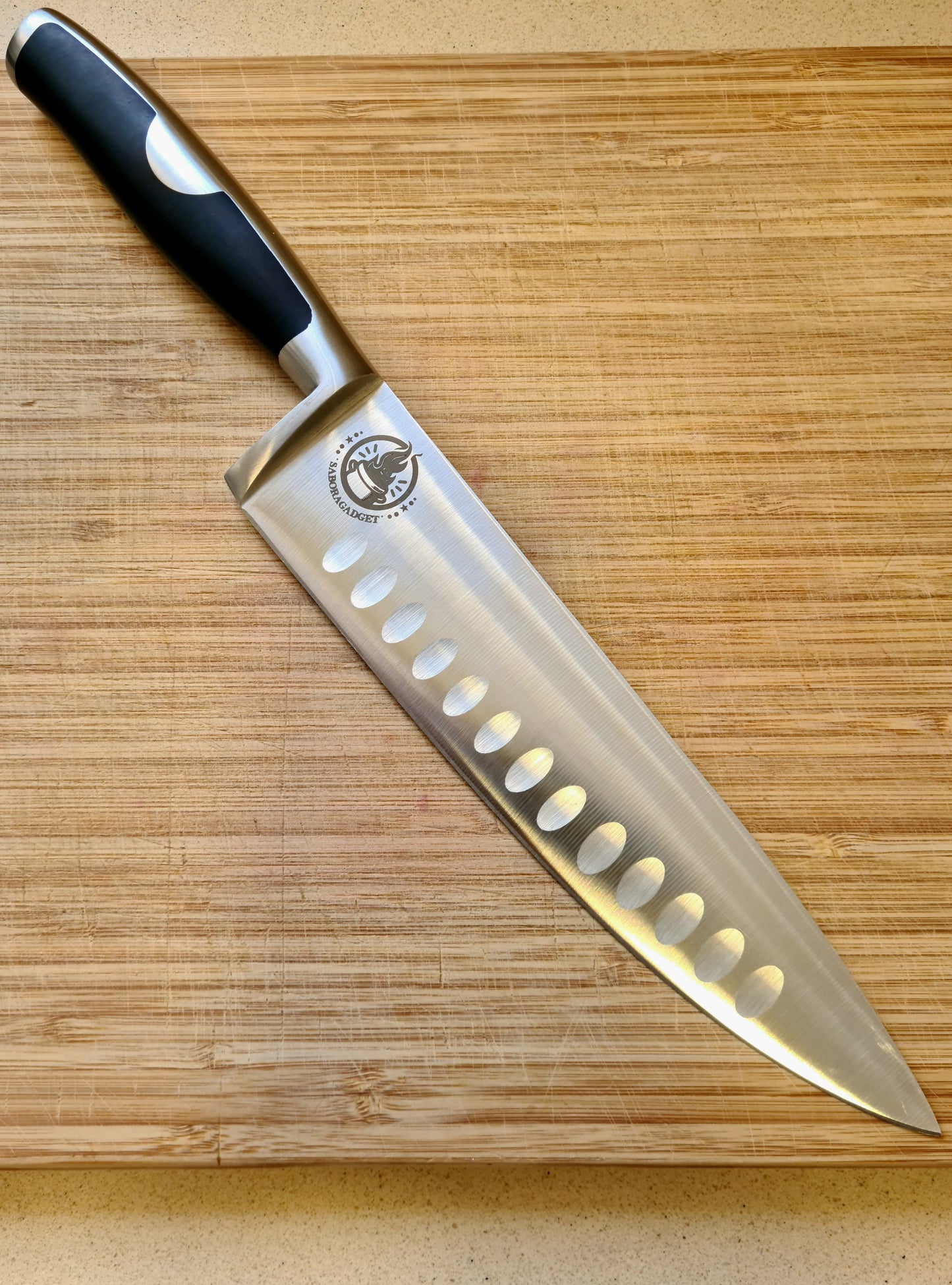 Kit “Afilando Pasiones con Saboragadget” (1-Cuchillo chef mas 1-Puntilla y 1-Piedra de Afilar)