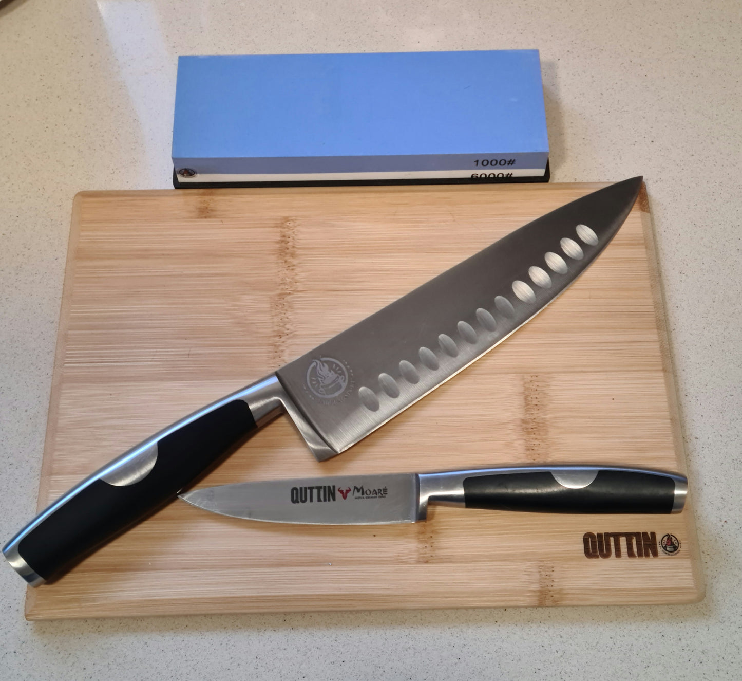 Kit “Afilando Pasiones con Saboragadget” (1-Cuchillo chef mas 1-Puntilla y 1-Piedra de Afilar)