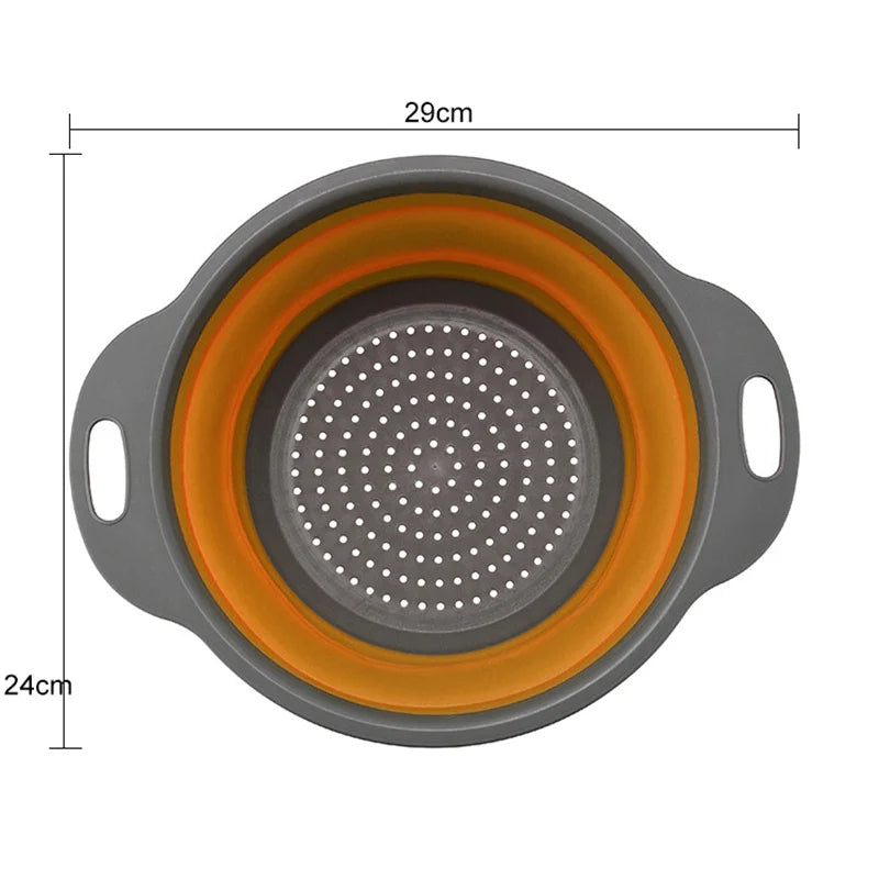 Colador Redondo de Silicona Plegable 24 cm - Comodidad y Ahorro de Espacio en tu Cocina