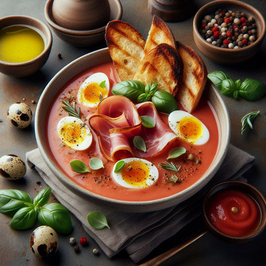 Gazpacho Andaluz con Tostas de Jamón Serrano