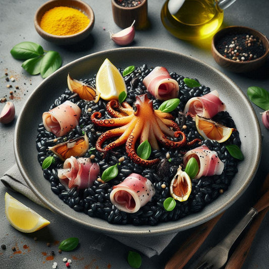 Risotto Negro de Calamares y Jamón Ibérico