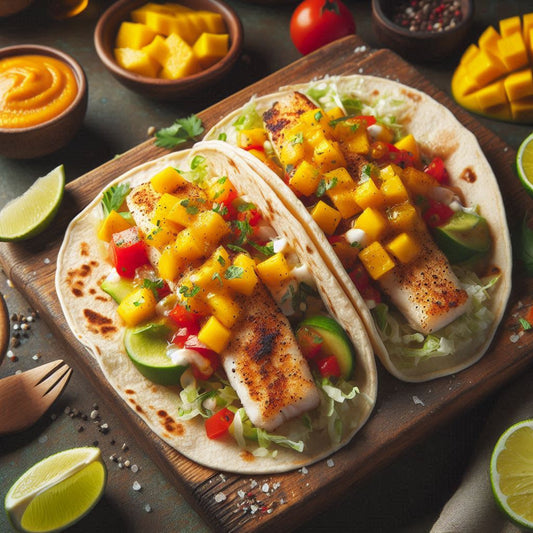 Tacos de Pescado con Salsa de Mango y Chipotle