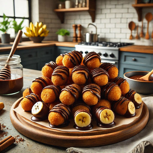 Nuggets de Plátano Rebozado con Salsa de Chocolate Picante